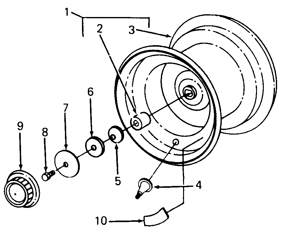 Rear Wheel Diagram and Parts List for 1015 126001-207400-130200100-131200D100-138200100-139200100 Cub Cadet Lawn Tractor